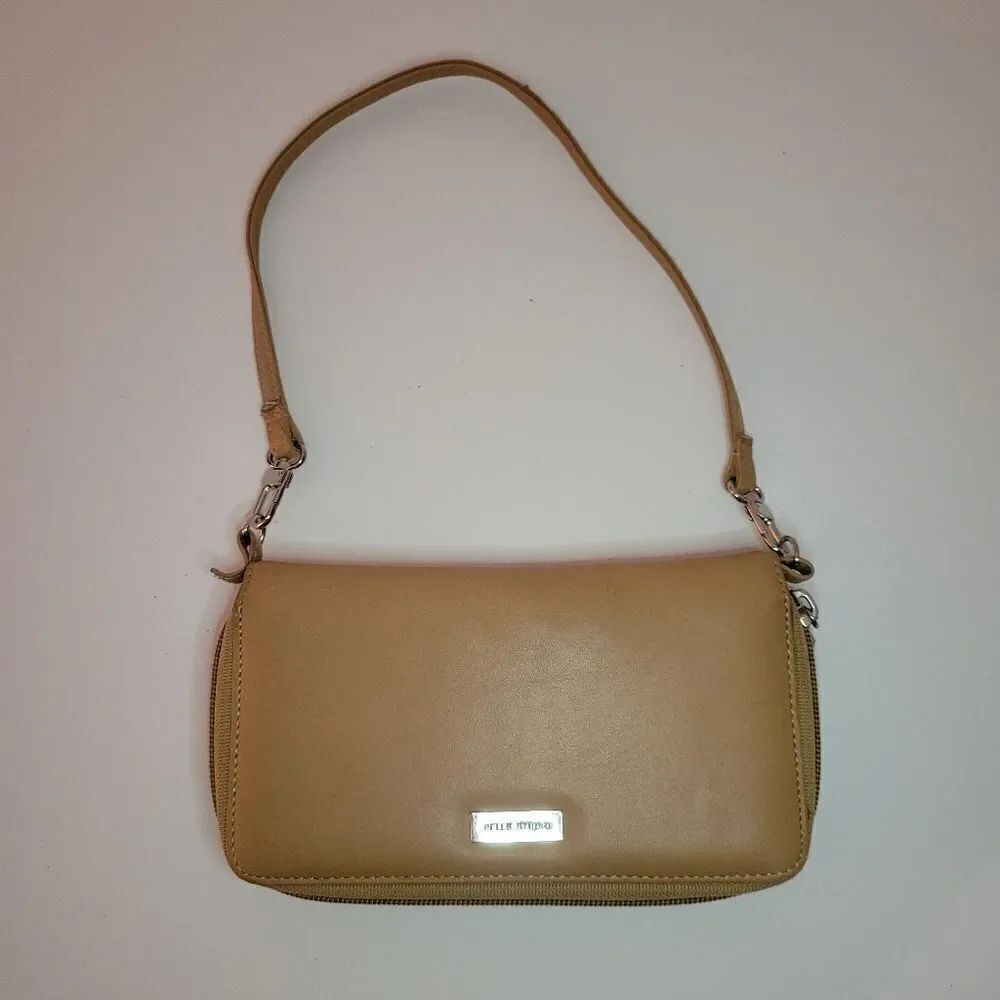 Pelle Studio by Wilsons Leather Tan Wallet On A String Crossbody Clutch